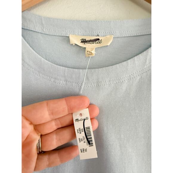 Madewell | NWT Side-Cinch Puff-Sleeve Tee in Feather Blue | Sz XXS - Picture 4 of 8